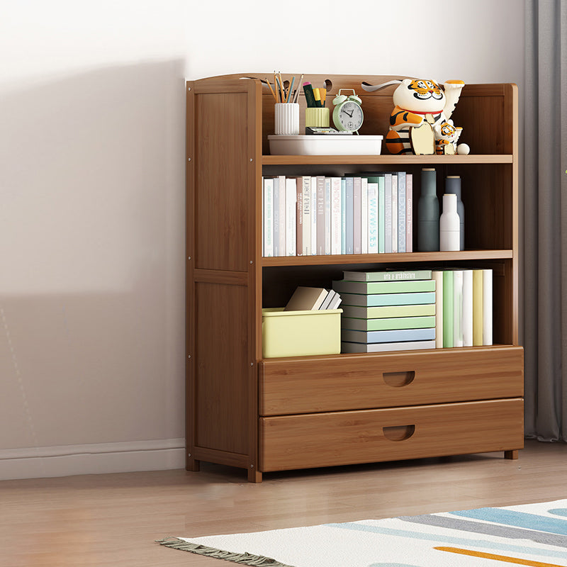 Contemporary Bamboo Bookcase Standard Closed Back Bookshelf with Shelves