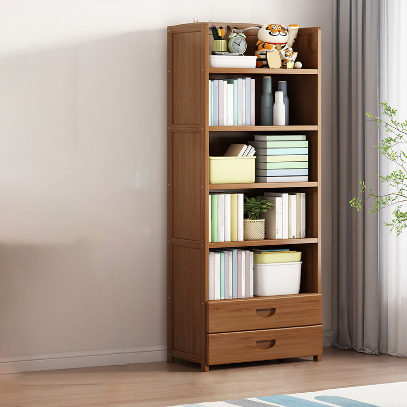Contemporary Bamboo Bookcase Standard Closed Back Bookshelf with Shelves