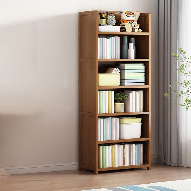 Contemporary Bamboo Bookcase Standard Closed Back Bookshelf with Shelves