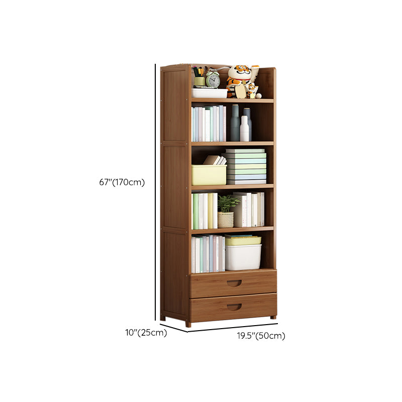 Contemporary Bamboo Bookcase Standard Closed Back Bookshelf with Shelves