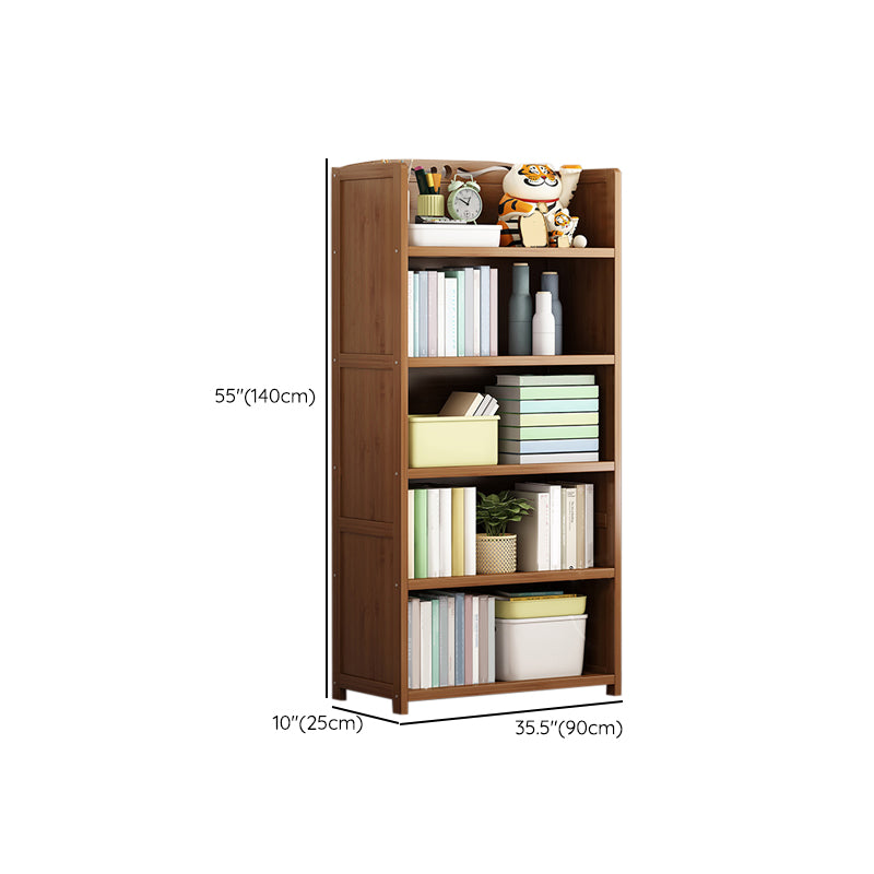 Contemporary Bamboo Bookcase Standard Closed Back Bookshelf with Shelves