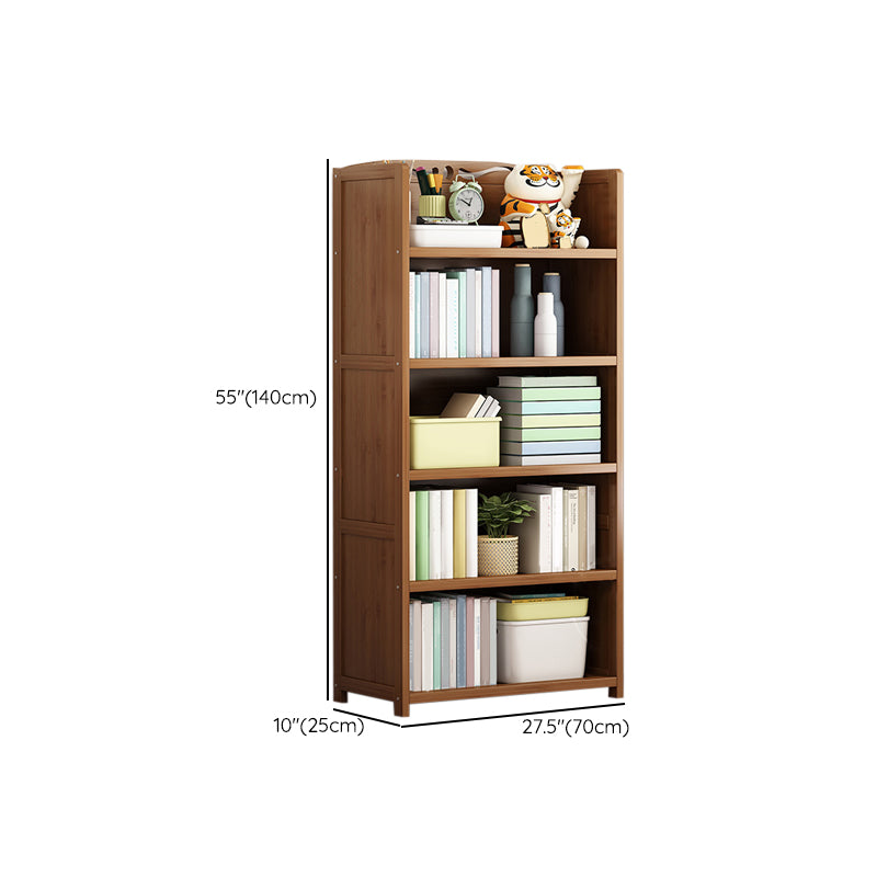 Contemporary Bamboo Bookcase Standard Closed Back Bookshelf with Shelves