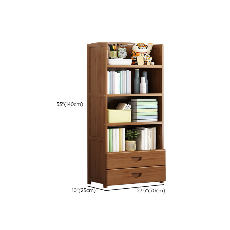 Contemporary Bamboo Bookcase Standard Closed Back Bookshelf with Shelves