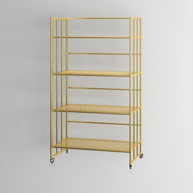 Glam Antique Finish Shelf Bookcase Metal Frame Bookshelf with Rectangular Shelves