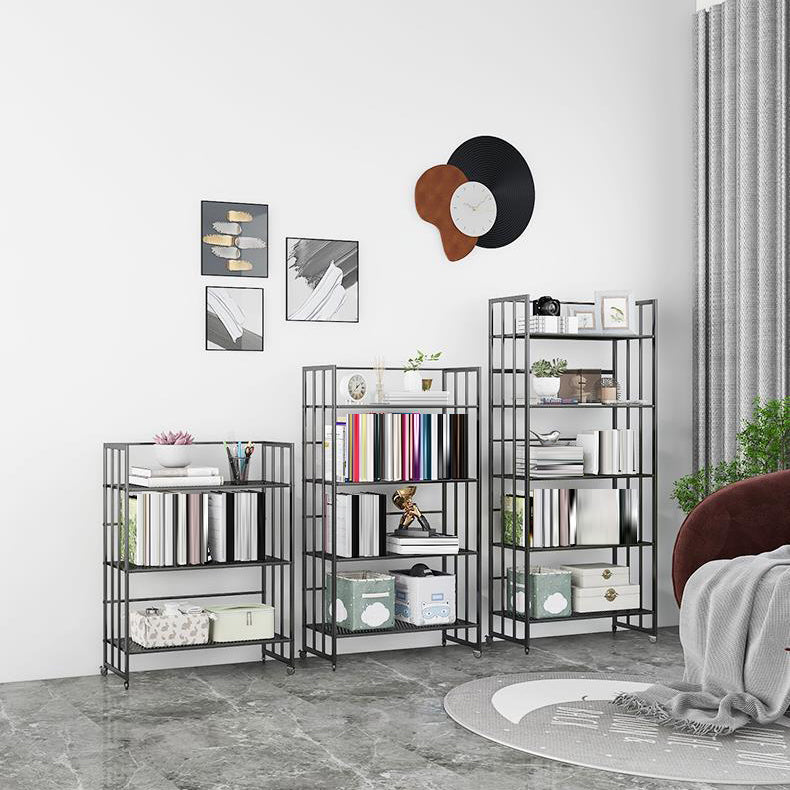 Glam Antique Finish Shelf Bookcase Metal Frame Bookshelf with Rectangular Shelves