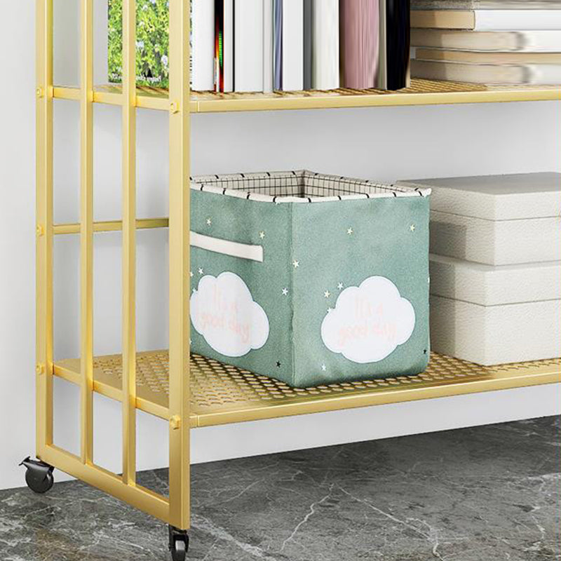 Glam Antique Finish Shelf Bookcase Metal Frame Bookshelf with Rectangular Shelves