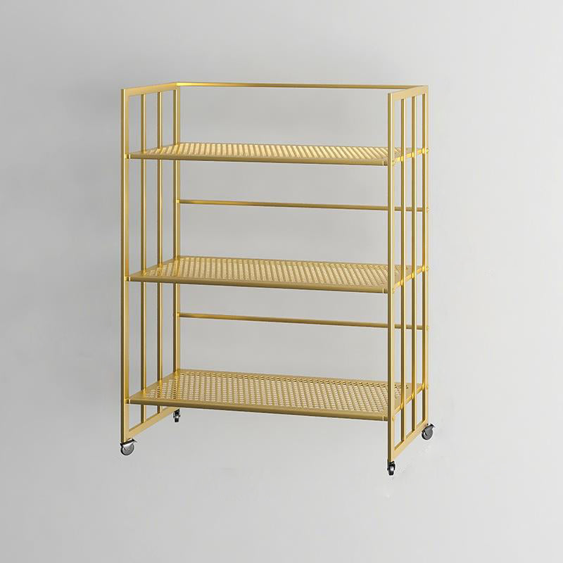 Glam Antique Finish Shelf Bookcase Metal Frame Bookshelf with Rectangular Shelves