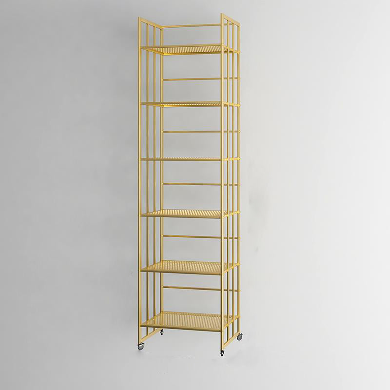 Glam Antique Finish Shelf Bookcase Metal Frame Bookshelf with Rectangular Shelves