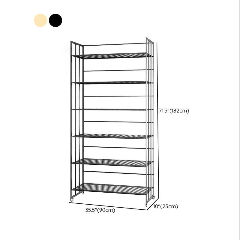 Glam Antique Finish Shelf Bookcase Metal Frame Bookshelf with Rectangular Shelves