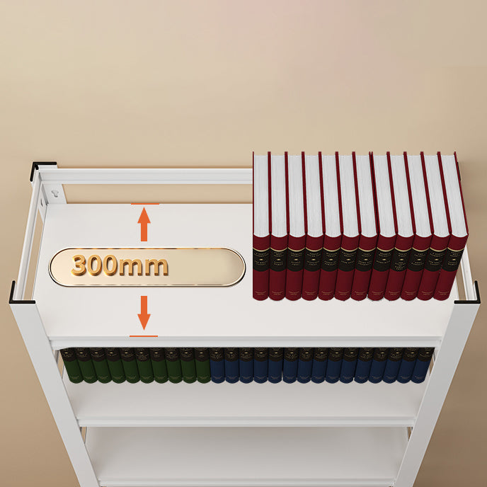 Metal Standard Bookshelf Modern Rectangle Bookcase with Casters