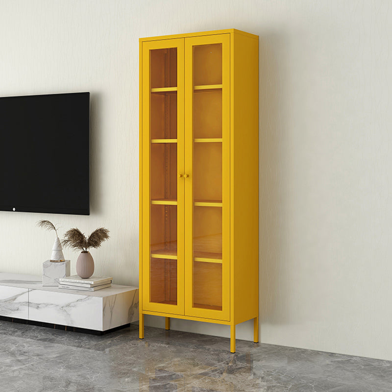 Scandinavian Metal Bookshelf Closed Back Standard Bookcase with Cabinets