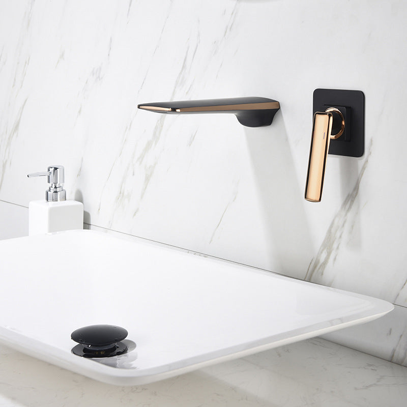 Glam Style Faucet Wall Mounted Bathroom Faucet with Single Lever Handle
