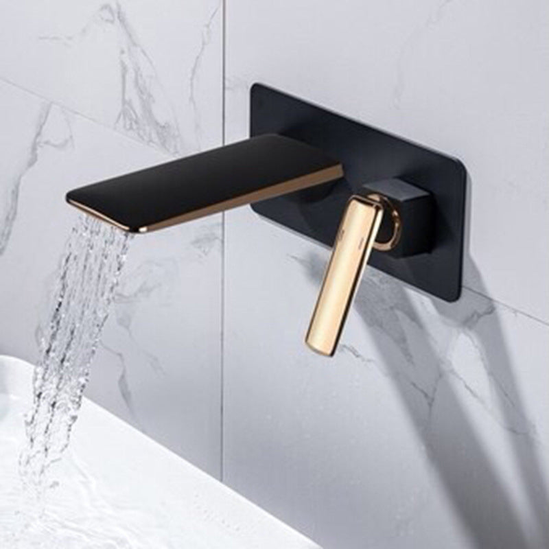 Glam Style Faucet Wall Mounted Bathroom Faucet with Single Lever Handle