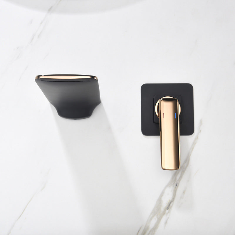 Glam Style Faucet Wall Mounted Bathroom Faucet with Single Lever Handle