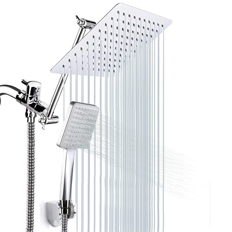 Contemporary Shower Combo Dual Shower Head Ceiling Mounted Square Shower Head