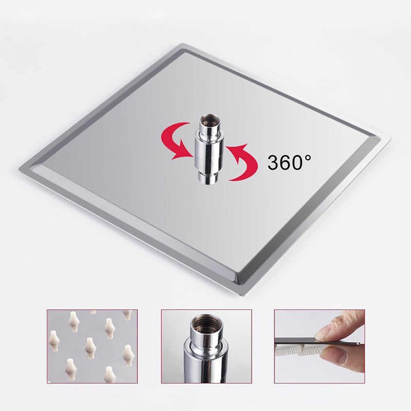 Contemporary Shower Combo Dual Shower Head Ceiling Mounted Square Shower Head