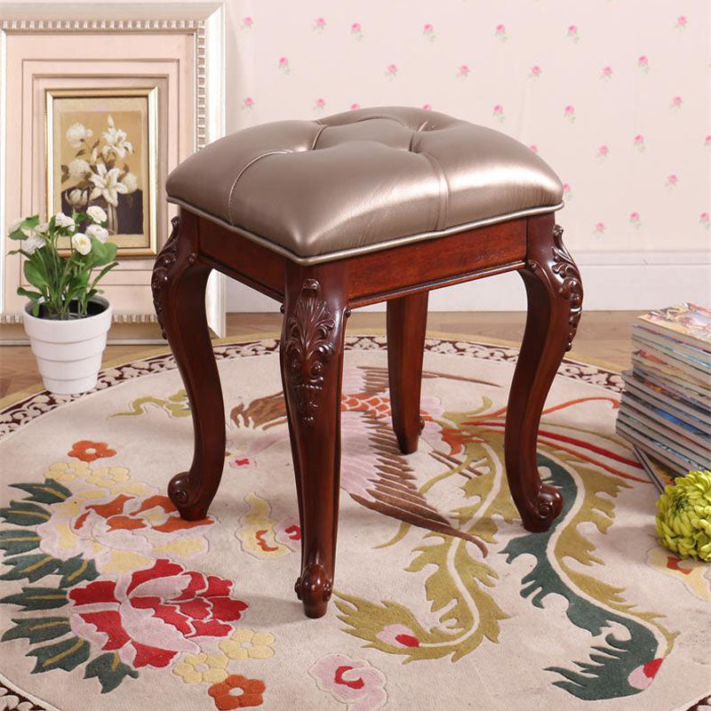 Mid-Century Modern Ottoman Faux Leather Upholstered Tufted Rectangle Ottoman