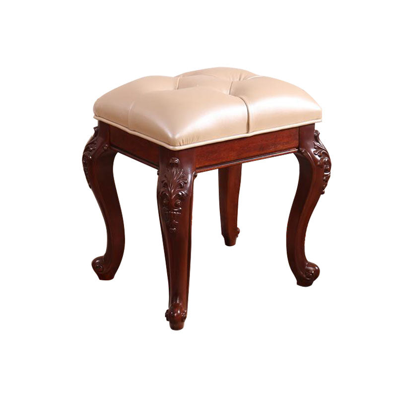 Mid-Century Modern Ottoman Faux Leather Upholstered Tufted Rectangle Ottoman