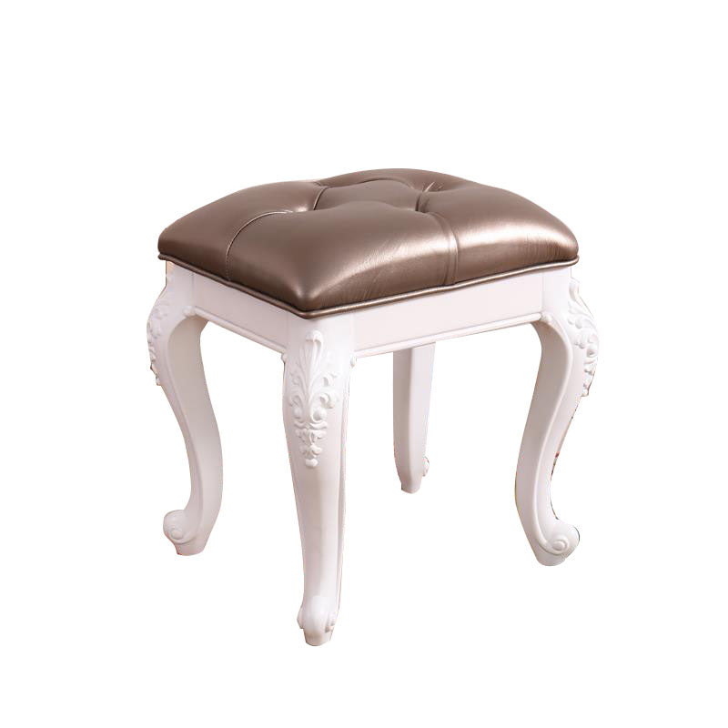 Mid-Century Modern Ottoman Faux Leather Upholstered Tufted Rectangle Ottoman