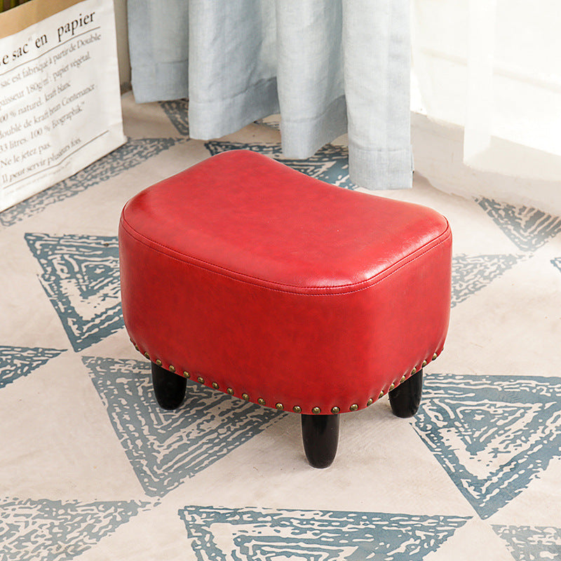 Nailhead Trim Ottoman Leather Special Shape Contrast Color Stain Resistant Ottoman