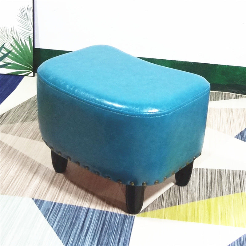 Nailhead Trim Ottoman Leather Special Shape Contrast Color Stain Resistant Ottoman
