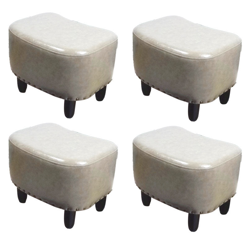 Nailhead Trim Ottoman Leather Special Shape Contrast Color Stain Resistant Ottoman