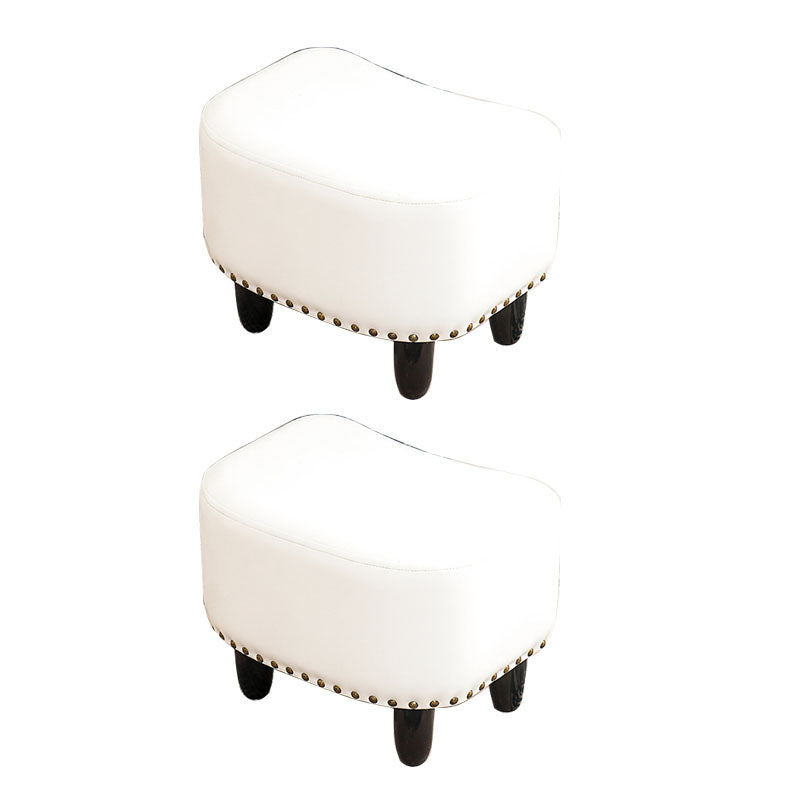 Nailhead Trim Ottoman Leather Special Shape Contrast Color Stain Resistant Ottoman