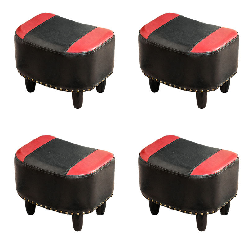 Nailhead Trim Ottoman Leather Special Shape Contrast Color Stain Resistant Ottoman