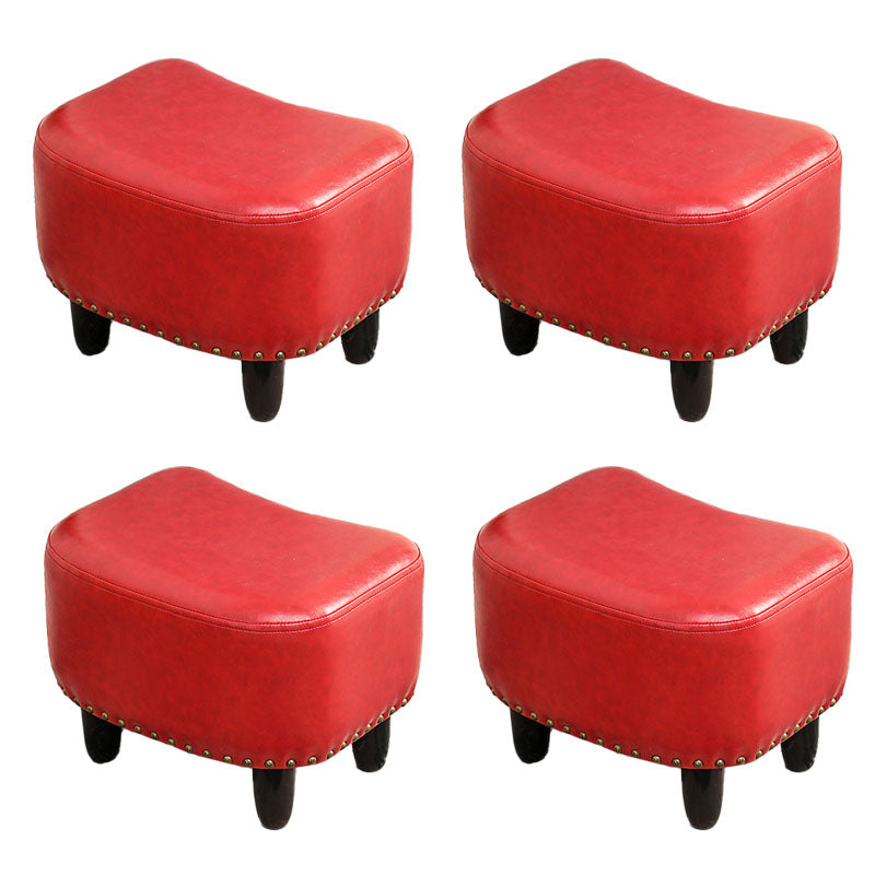 Nailhead Trim Ottoman Leather Special Shape Contrast Color Stain Resistant Ottoman