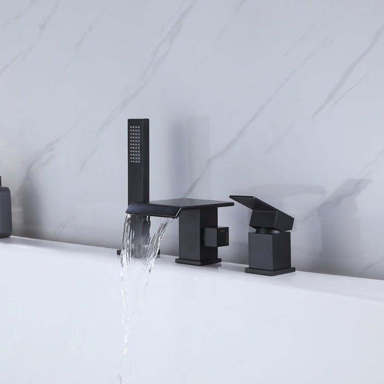Contemporary Deck Mounted Copper Roman Tub Faucet Low Arc Roman Tub Faucet Set