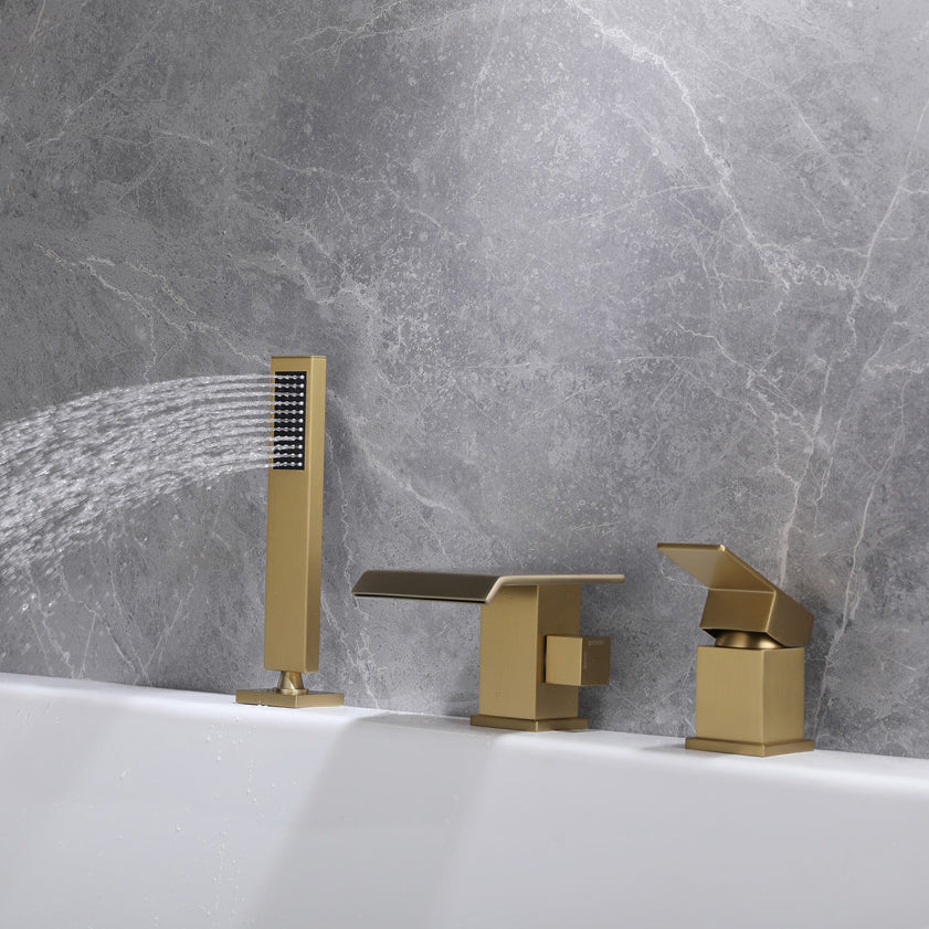 Contemporary Deck Mounted Copper Roman Tub Faucet Low Arc Roman Tub Faucet Set
