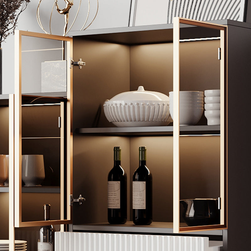 Contemporary Display Stand Faux Wood Storage Cabinet for Dining Room