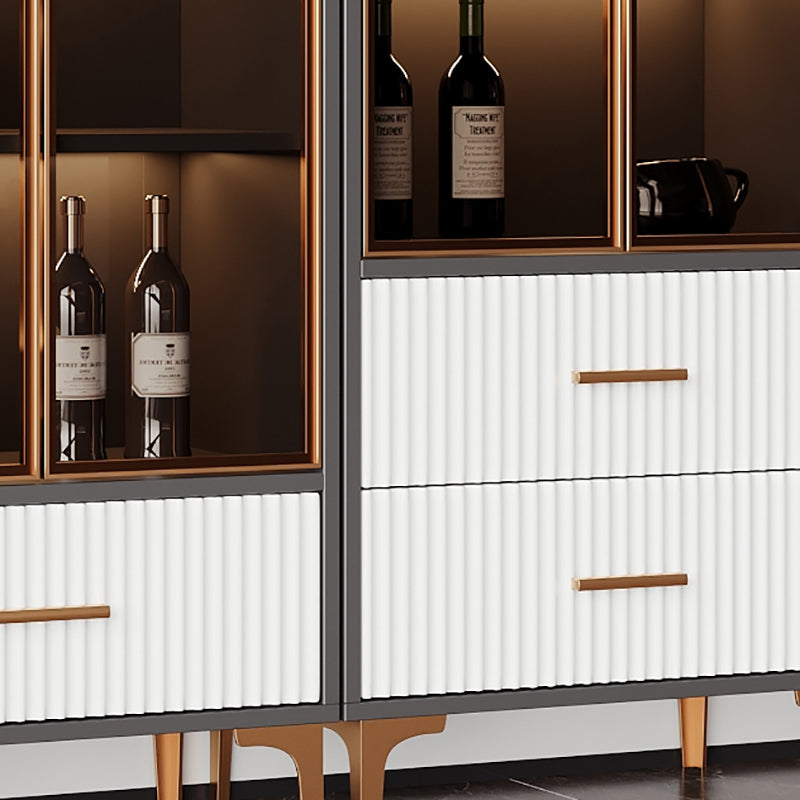 Contemporary Display Stand Faux Wood Storage Cabinet for Dining Room