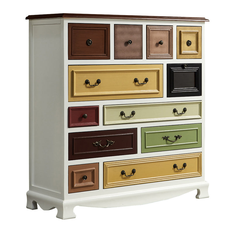 Coastal Storage Chest Dresser Solid Wood Storage Chest with Drawers and Doors