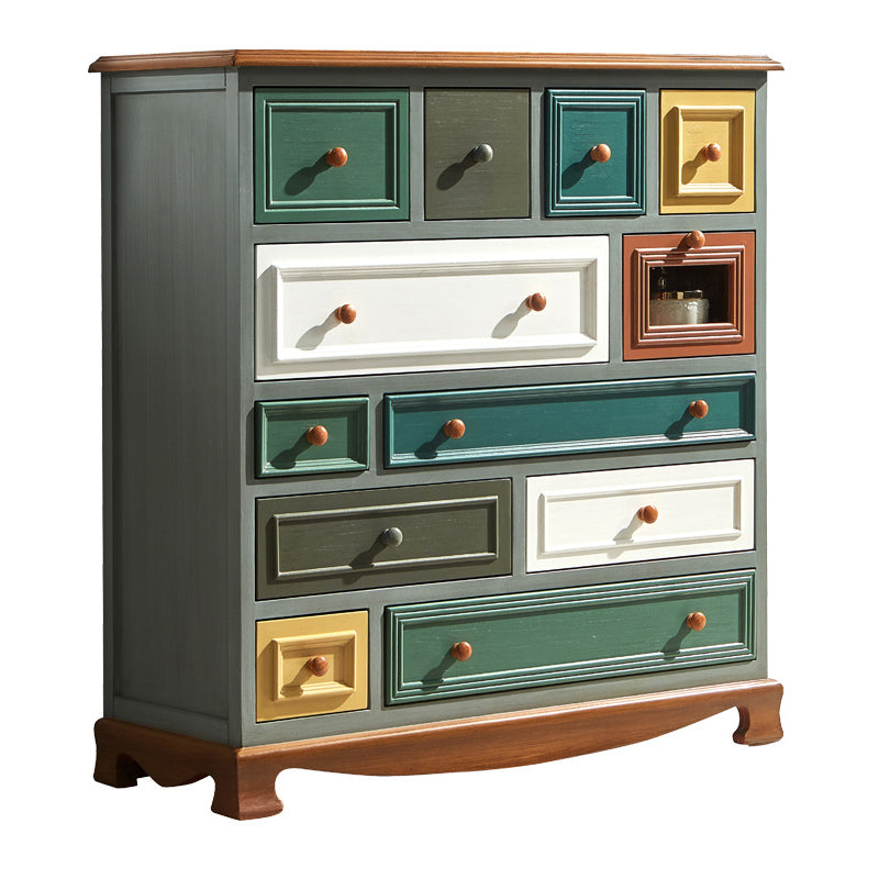 Coastal Storage Chest Dresser Solid Wood Storage Chest with Drawers and Doors