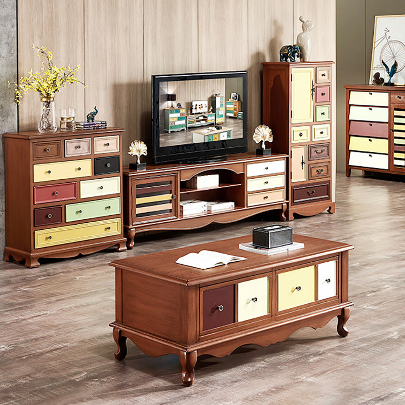 Coastal Storage Chest Dresser Solid Wood Storage Chest with Drawers and Doors