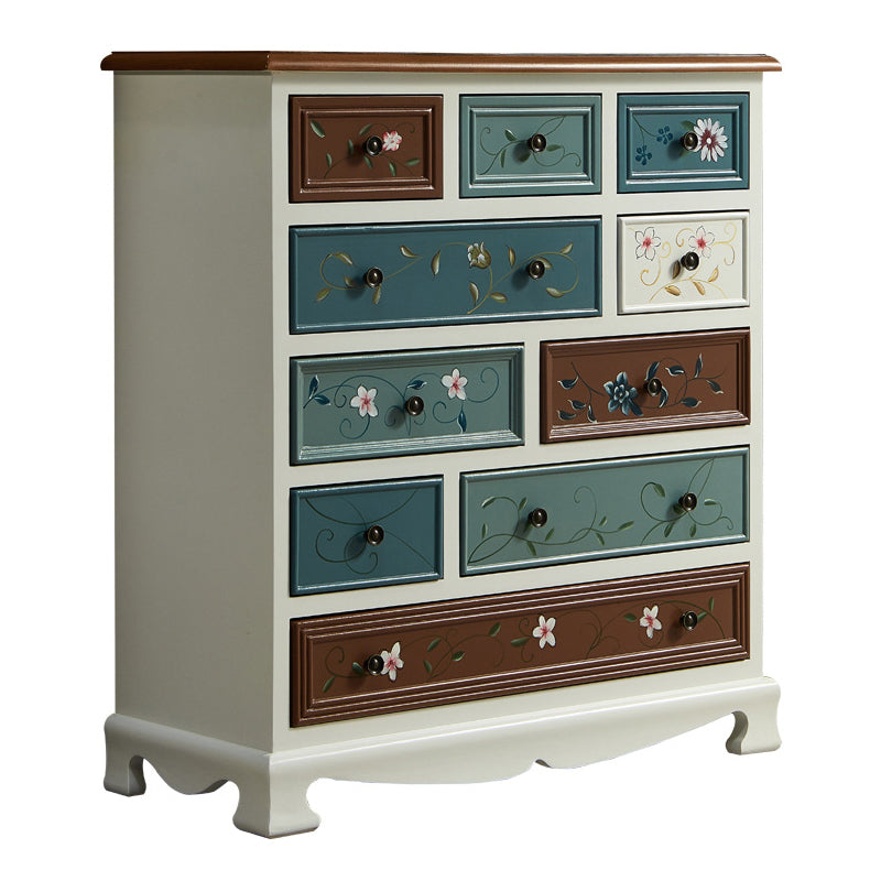 Coastal Storage Chest Dresser Solid Wood Storage Chest with Drawers and Doors