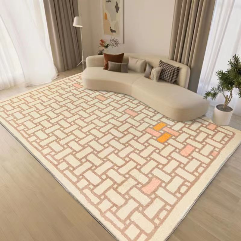 Modern Black Rug Polyester Diamond Area Rug Washable Rug for Home Decor