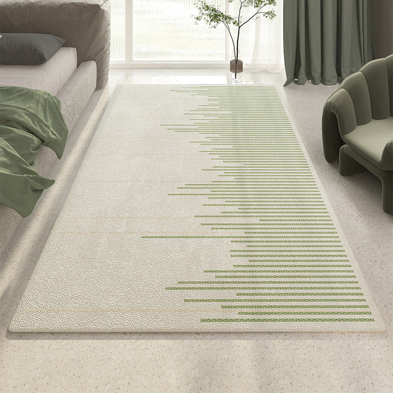 Casual Striped Carpet Polyester Green Carpet Washable Carpet for Drawing Room