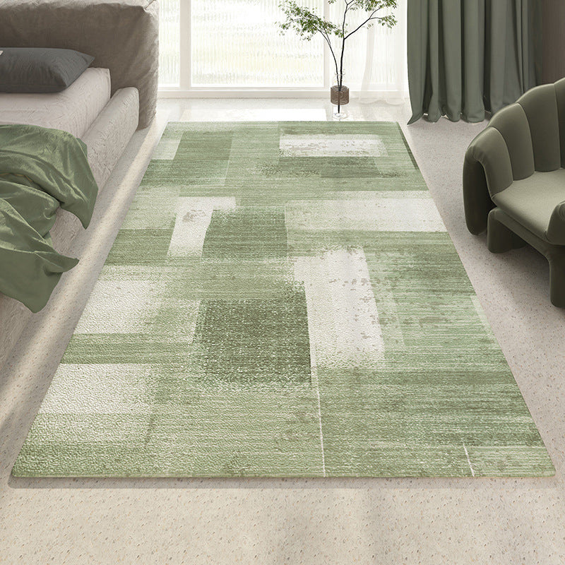 Casual Striped Carpet Polyester Green Carpet Washable Carpet for Drawing Room