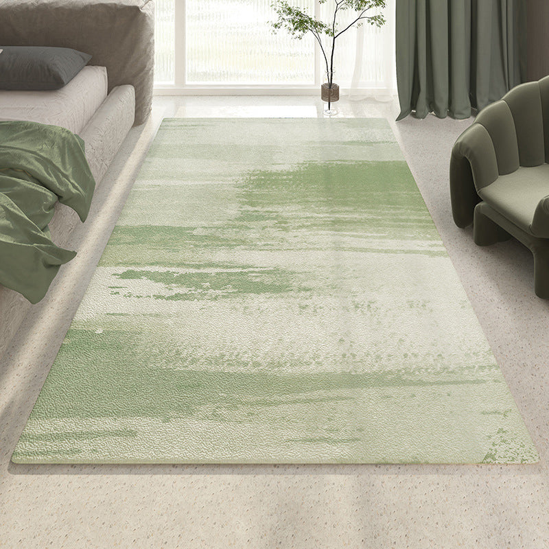 Casual Striped Carpet Polyester Green Carpet Washable Carpet for Drawing Room