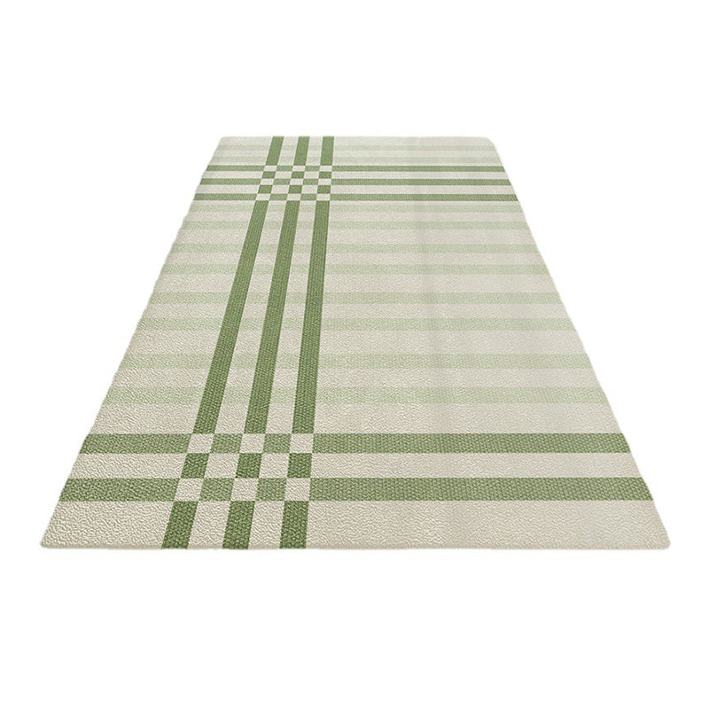 Casual Striped Carpet Polyester Green Carpet Washable Carpet for Drawing Room