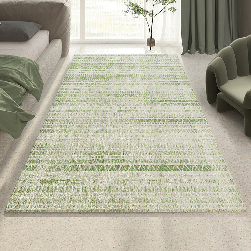 Casual Striped Carpet Polyester Green Carpet Washable Carpet for Drawing Room