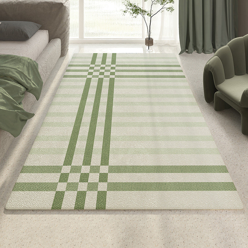 Casual Striped Carpet Polyester Green Carpet Washable Carpet for Drawing Room