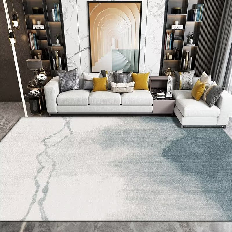 Modern Graphic Rug Grey Polyester Rug Washable Rug for Living Room