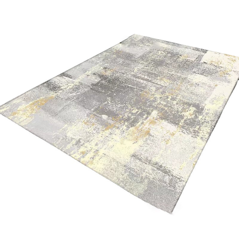 Modern Graphic Rug Grey Polyester Rug Washable Rug for Living Room