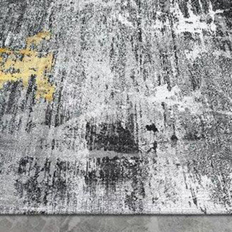 Modern Graphic Rug Grey Polyester Rug Washable Rug for Living Room