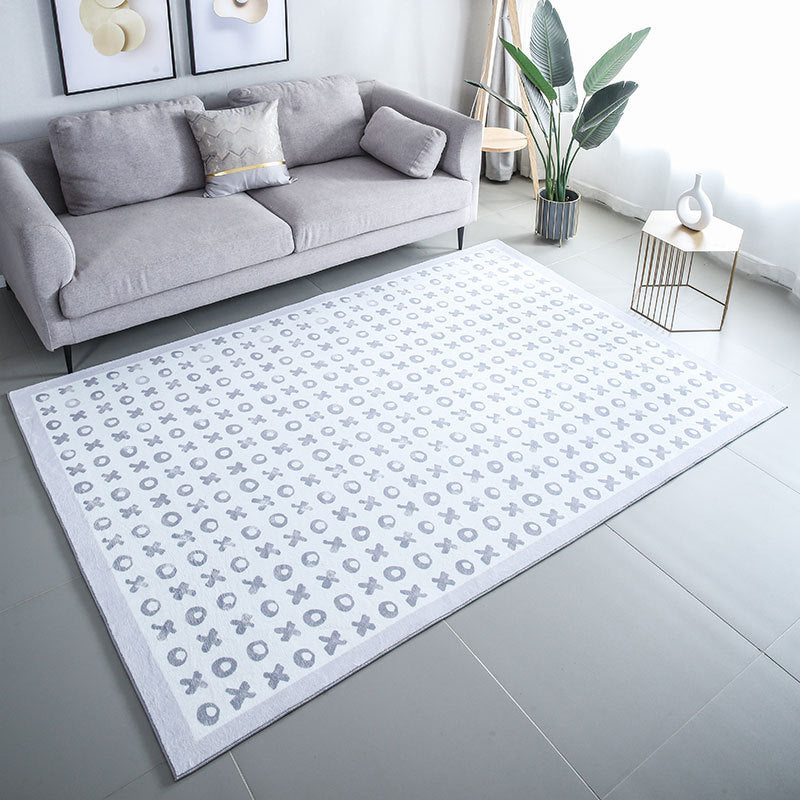 Light Grey Modern Rug Polyester Pattern Rug Tear Resistant Rug for Living Room