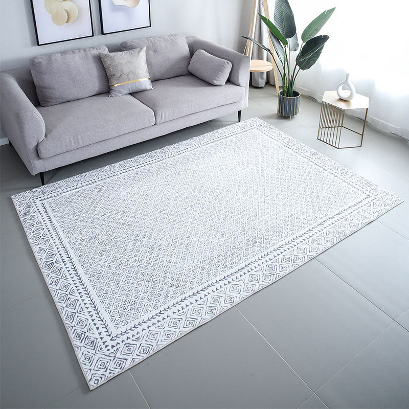 Light Grey Modern Rug Polyester Pattern Rug Tear Resistant Rug for Living Room