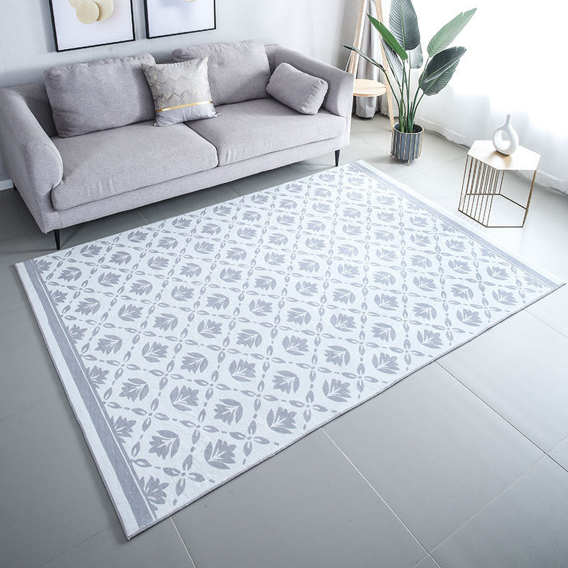 Light Grey Modern Rug Polyester Pattern Rug Tear Resistant Rug for Living Room